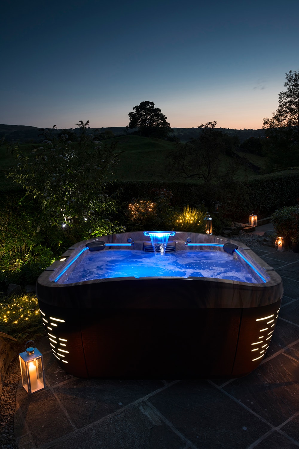 garden-jacuzzi-blue-lights-sussex-euphoria