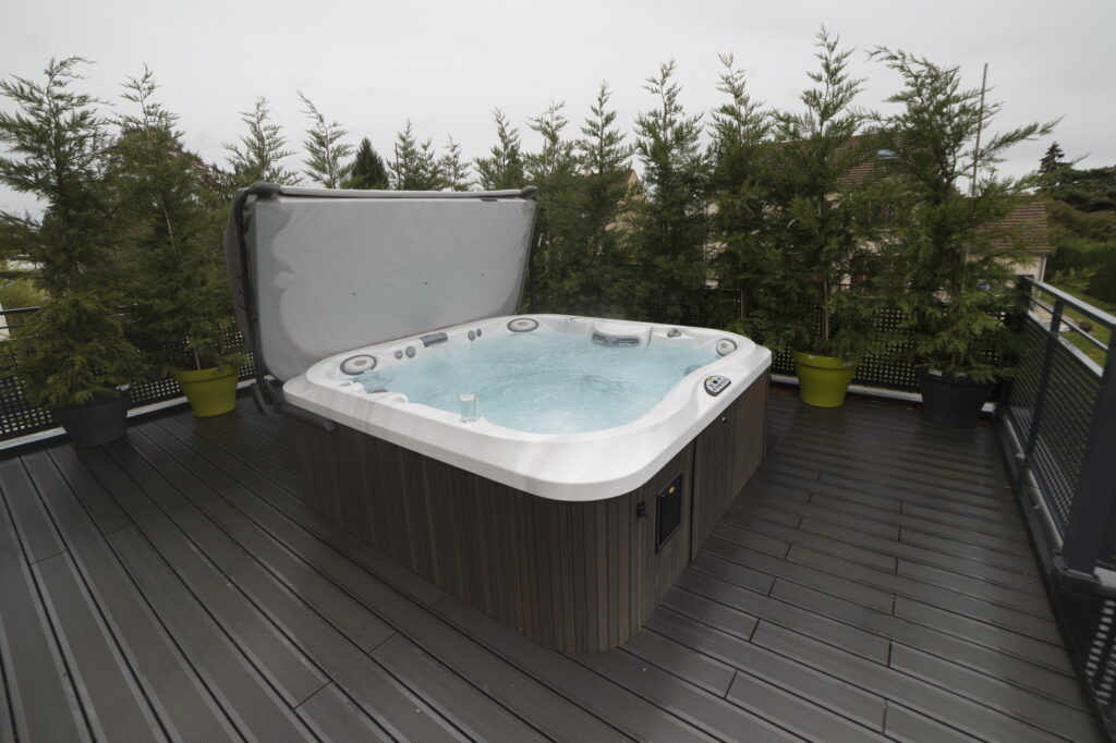 Hot tub installed on a patio - hot tub foundation