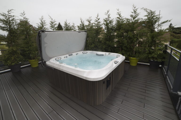 Hot tub installed on a patio - hot tub foundation