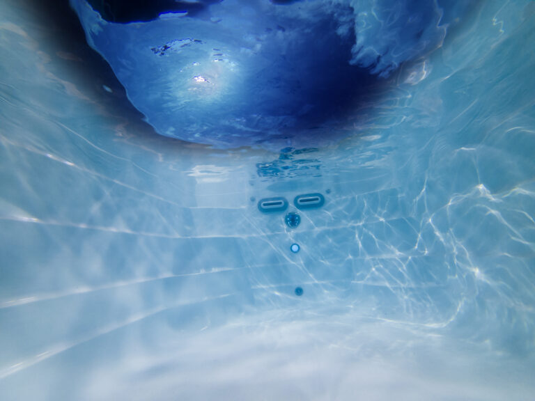 Underwater in a swim spa