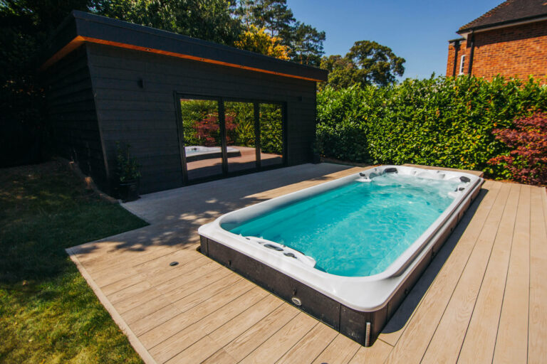 Jacuzzi J19 backyard swim spa installation