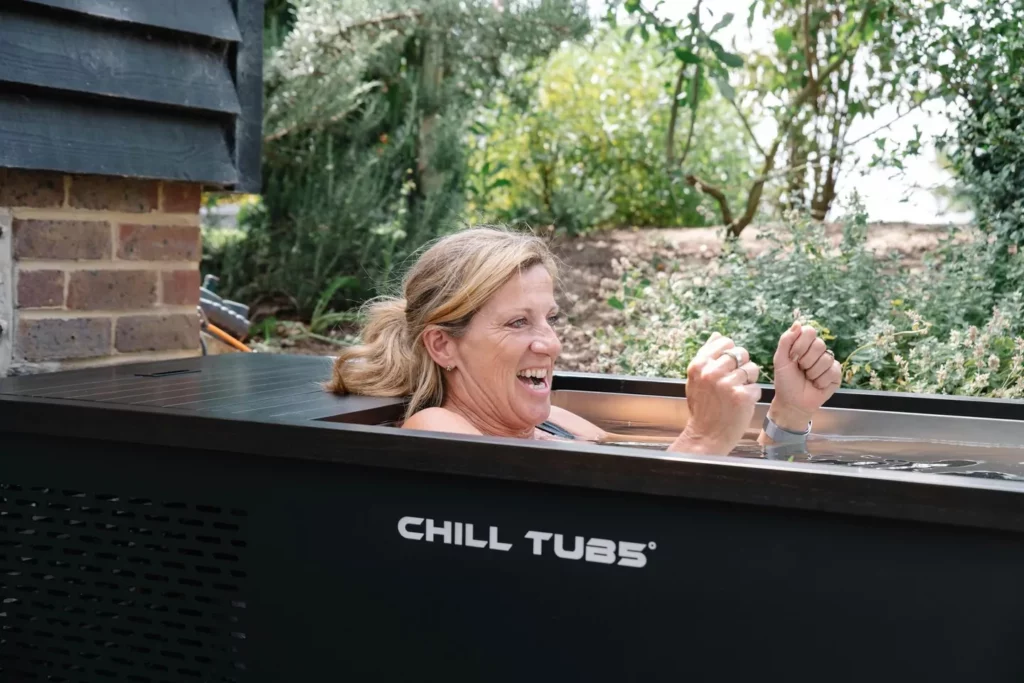 a Chill Tub cold plunge therapy tub in a garden